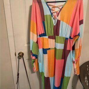 Colorful Geometric Long Sleeve Dress